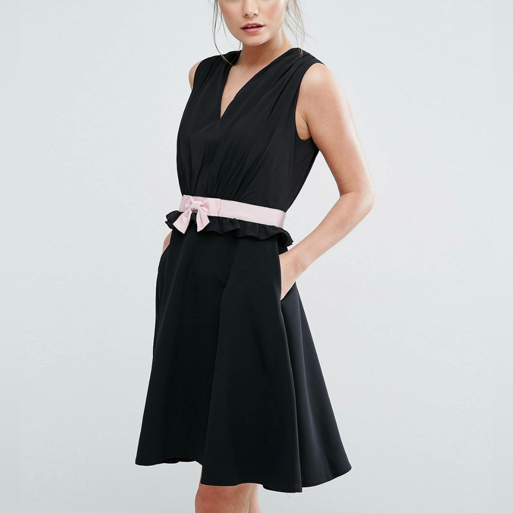 Ted Baker London Black Dress with Pink Belt